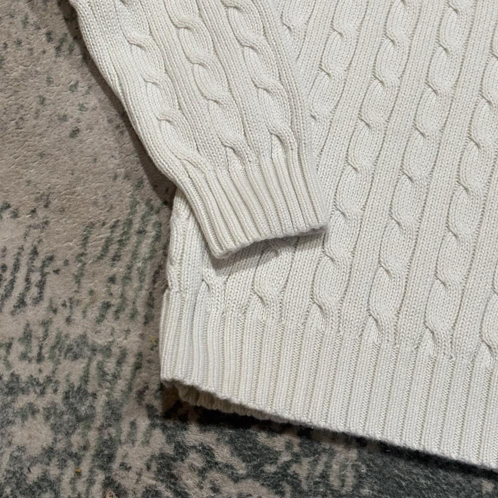 Vintage Ralph Lauren Sport Cable Knit Turtleneck Sweater Cream White Size Small - Picture 3 of 7
